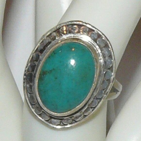 Turquoise and Sterling Silver Adjustable Ring - Picture 9 of 9